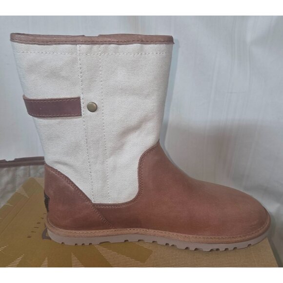 UGG Rosalie Chestnut canvas / Leather Boots Women's Size US 9 NEW 1004161 - Picture 9 of 11